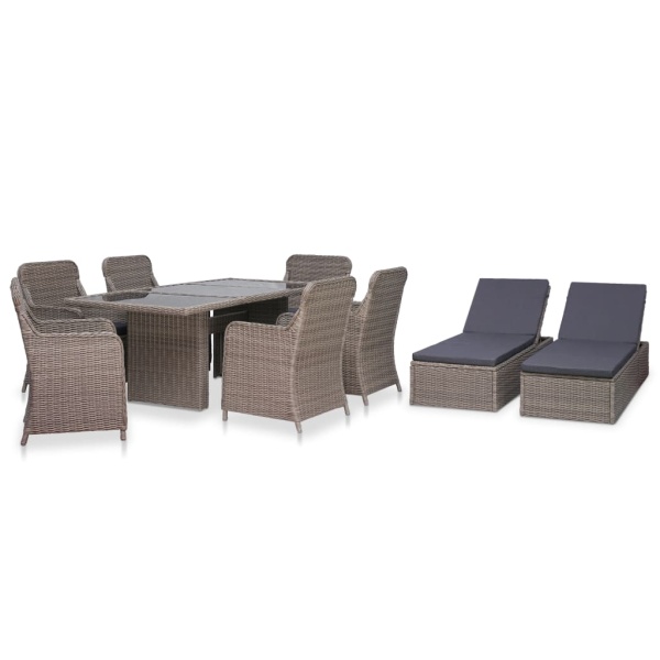 Set Mobilier De Exterior 9 Piese Maro Poliratan 3057798